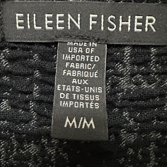 345 Eileen Fisher | NWOT $228 USA Textured Open Front Jacket Black Gray (Size M) - Picture 6 of 11